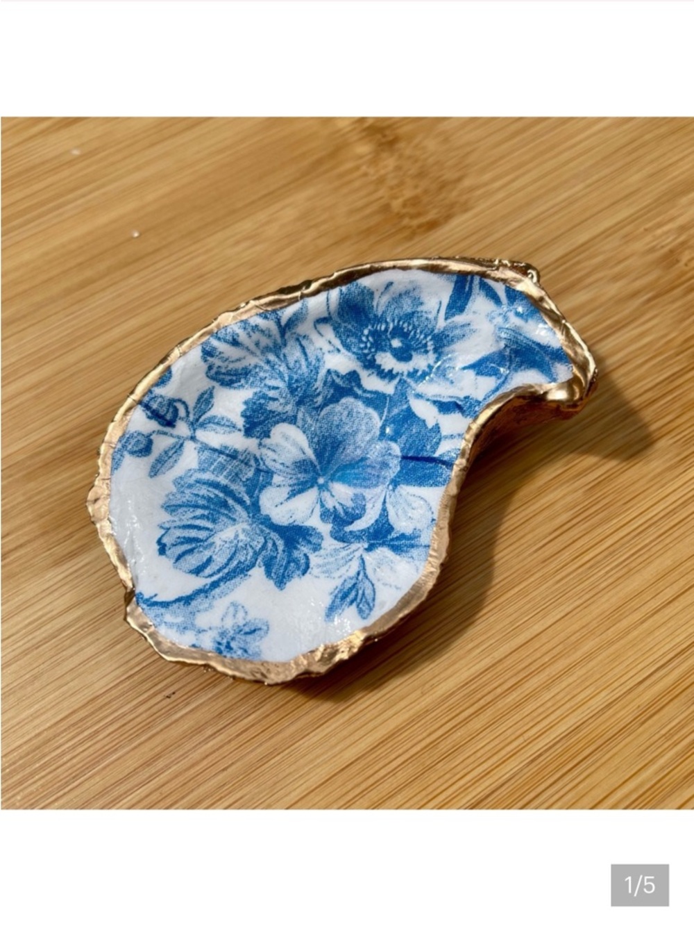 Blue Floral Oyster Trinket Dish Hamptons